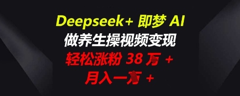 Deepseek+即梦AI，做养生操视频变现，轻松涨粉38W+，月入一W+-晶沫AI资源站