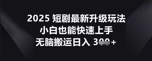 2025短剧最新升级玩法，小白也能快速上手，无脑搬运日入3张-晶沫AI资源站