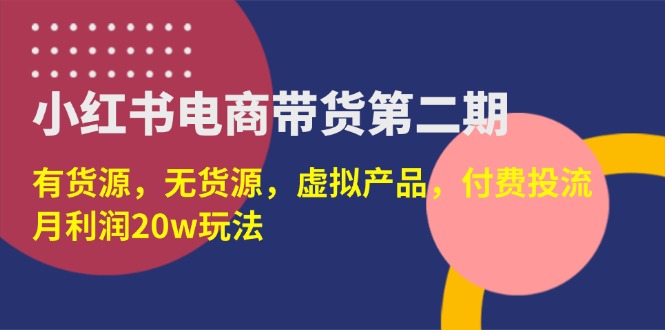 （14186期）小红书电商带货第二期，有货源，无货源，虚拟产品，付费投流，月利润20w-晶沫AI资源站
