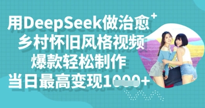 用DeepSeek做治愈乡村怀旧风格视频，爆款轻松制作，当日最高变现多张-晶沫AI资源站